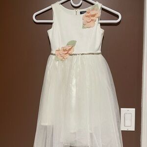 Zunie Cream and Pink Embellished Tiered  dress